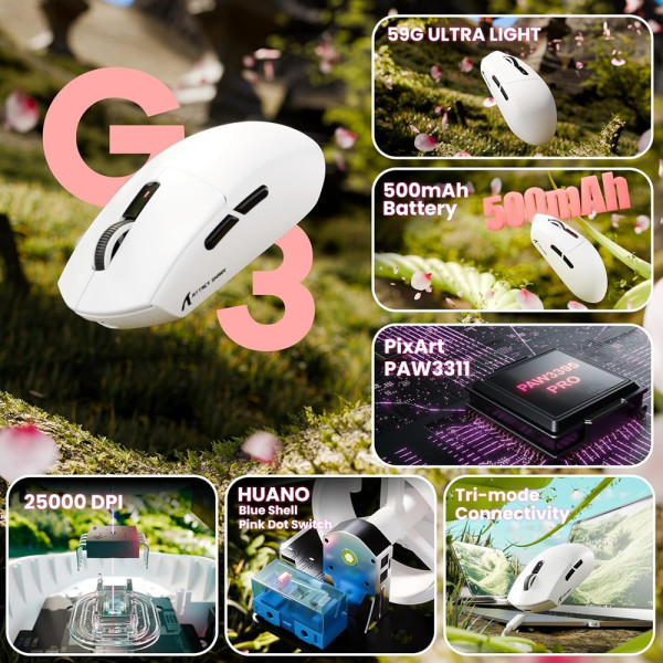 ATTACK SHARK G3 (White) Souris ATTACK SHARK, Ultra Pc Gamer Maroc