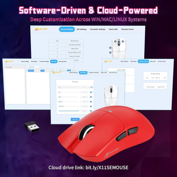 ATTACK SHARK X11 SE (Red) Souris ATTACK SHARK, Ultra Pc Gamer Maroc