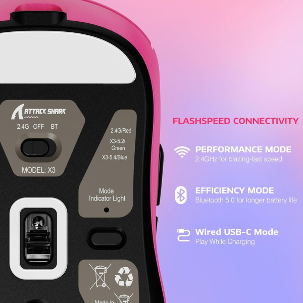 ATTACK SHARK X3 (Berry Red) Souris ATTACK SHARK, Ultra Pc Gamer Maroc