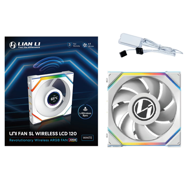 Lian Li UNI Fan SL Wireless LCD 120 White Ventilateurs boîtier Lian Li, Ultra Pc Gamer Maroc