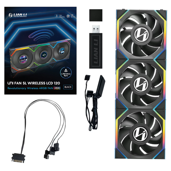 Lian Li UNI Fan SL Wireless LCD Reverse 120 Black (Triple Pack) Ventilateurs boîtier Lian Li, Ultra Pc Gamer Maroc