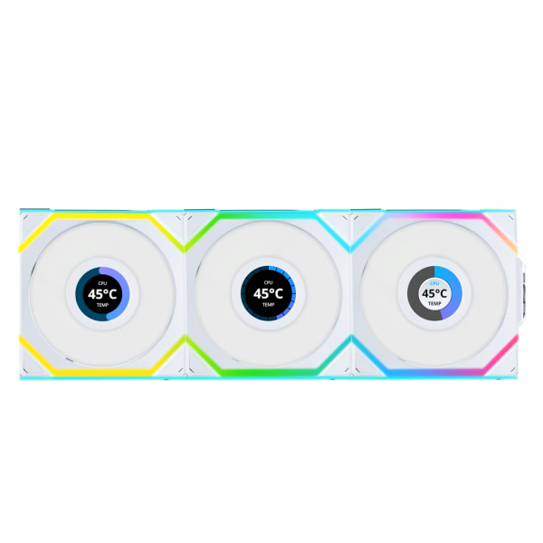 Lian Li UNI Fan SL Wireless LCD Reverse 120 White (Triple Pack) Ventilateurs boîtier Lian Li, Ultra Pc Gamer Maroc