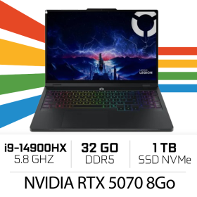 Lenovo Legion Pro 5 16IAX10 I9-14900HX/32GB DDR5/1TB SSD/RTX 5070 8GB/16″ WQXGA 240 Hz/W11 PC Portables Gamer Lenovo, Ultra P...
