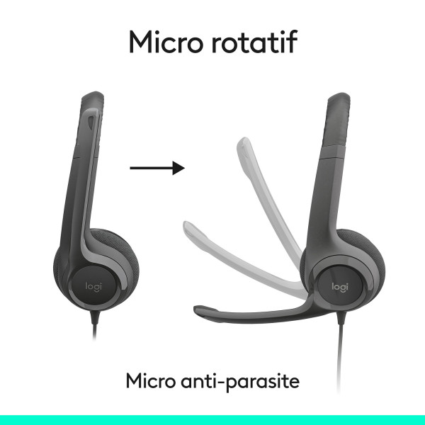 Logitech Headset H390 USB-C Black Casques Logitech, Ultra Pc Gamer Maroc