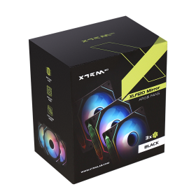 XTRMLAB XLF120 Mirror Triple Pack + Hub (Black) Ventilateurs boîtier XTRMLAB, Ultra Pc Gamer Maroc