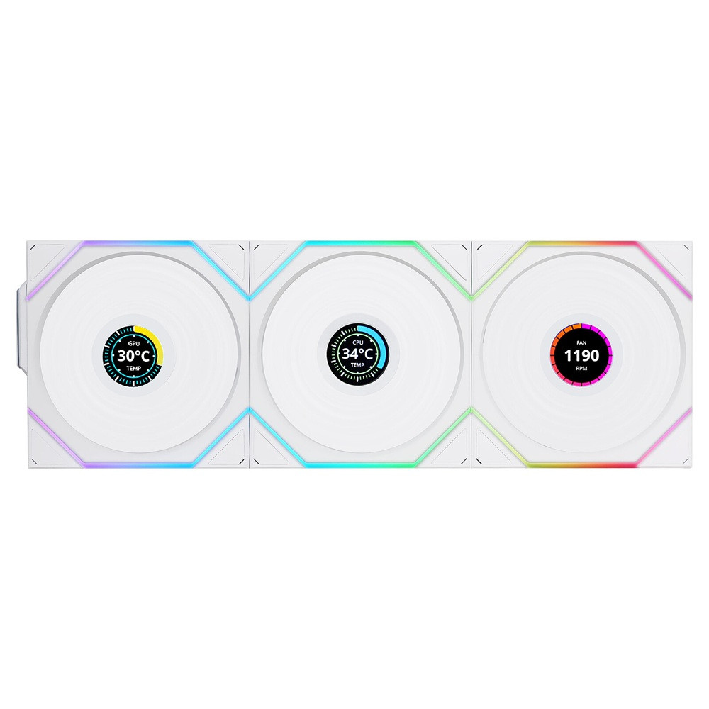 LIAN LI Uni Fan Tl-Lcd Wireless Reverse 120 mm Case Fan (White, 3-Pack)