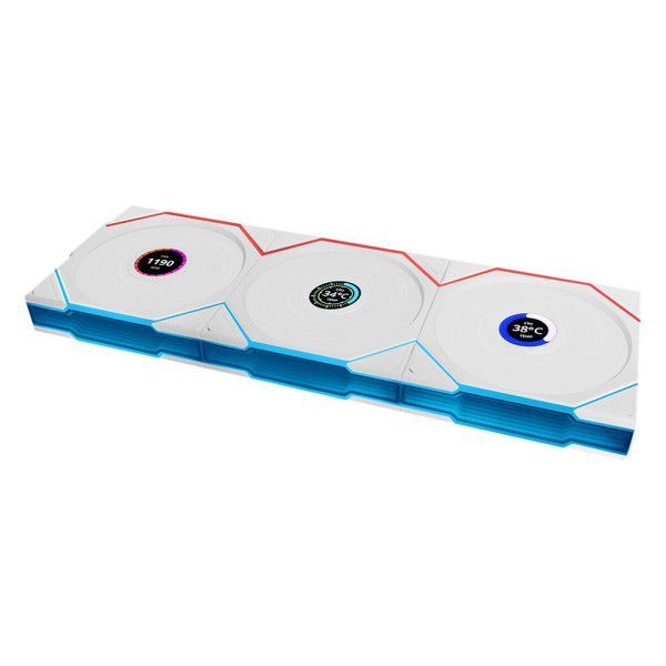 Lian Li UNI Fan TL-LCD Wireless Reverse 120 White (Triple Pack) Ventilateurs boîtier Lian Li, Ultra Pc Gamer Maroc