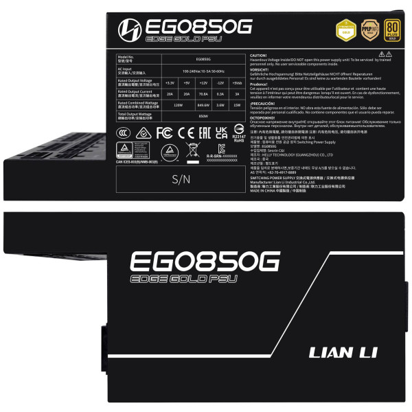 Lian Li Edge 850 80PLUS GOLD 850W (Black) Entre 800 W et 899 W Lian Li, Ultra Pc Gamer Maroc
