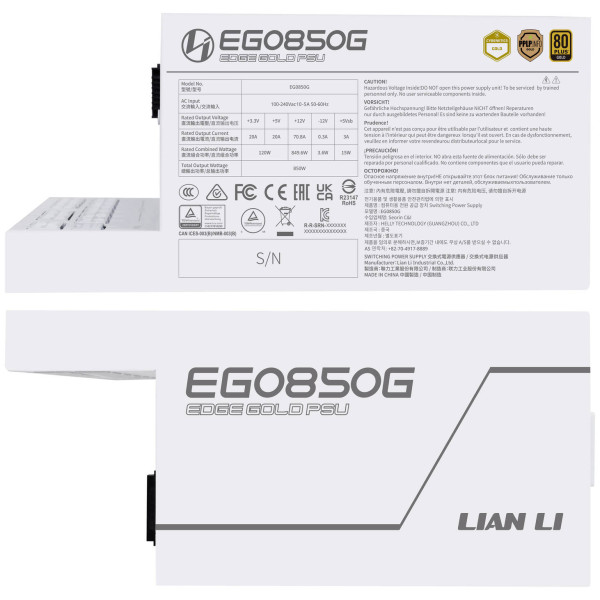 Lian Li Edge 850 80PLUS GOLD 850W (White) Entre 800 W et 899 W Lian Li, Ultra Pc Gamer Maroc