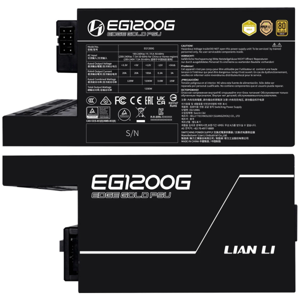 Lian Li Edge 1200 80PLUS GOLD 1200W (Black) - With Hub Plus de 900 W Lian Li, Ultra Pc Gamer Maroc