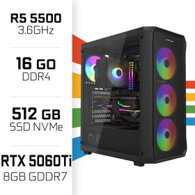 PC Gamer Ryzen 5 5500/16GB/512GB SSD/RTX5060Ti 8GB AMD Ryzen 5 UltraPC, Ultra Pc Gamer Maroc