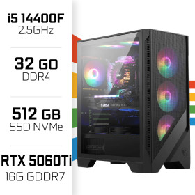 PC Gamer UltraPC Intel Core i5 14400F/512GB SSD/32GB/RTX5060Ti 16G Intel Core i5 UltraPC, Ultra Pc Gamer Maroc