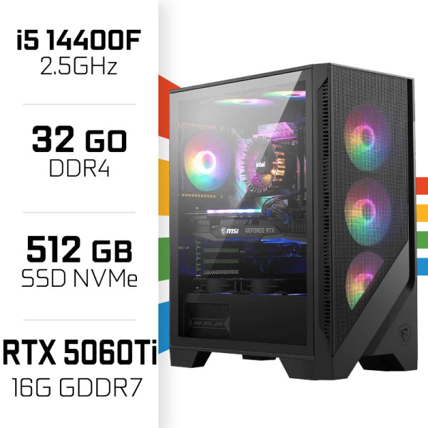 PC Gamer UltraPC Intel Core i5 14400F/512GB SSD/32GB/RTX5060Ti 16G Intel Core i5 UltraPC, Ultra Pc Gamer Maroc