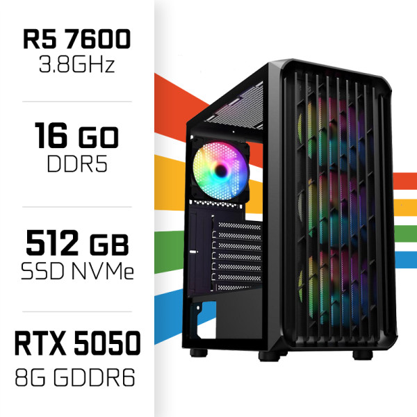 PC Gamer UltraPC Ryzen 5 7600/16GB DDR5/512GB SSD/RTX5050 AMD Ryzen 5 UltraPC, Ultra Pc Gamer Maroc