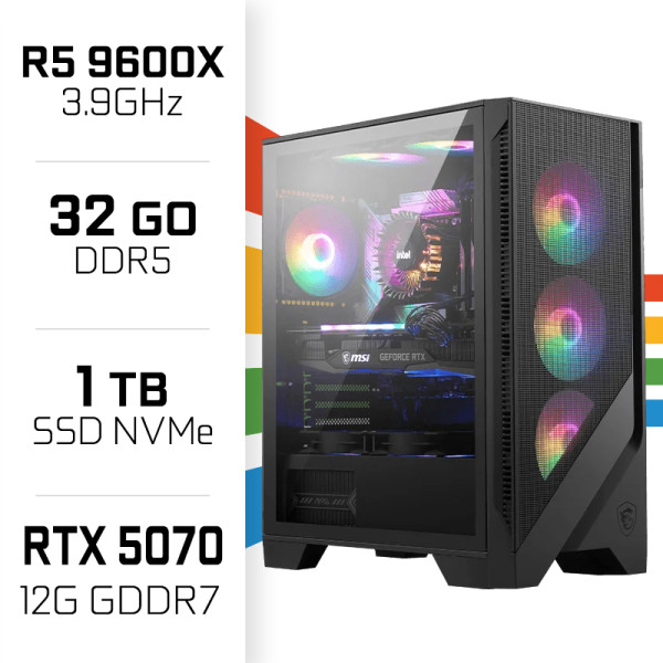 PC Gamer UltraPC Ryzen 5 9600X/32GB DDR5/1TB SSD/RTX5070 AMD Ryzen 5 UltraPC, Ultra Pc Gamer Maroc