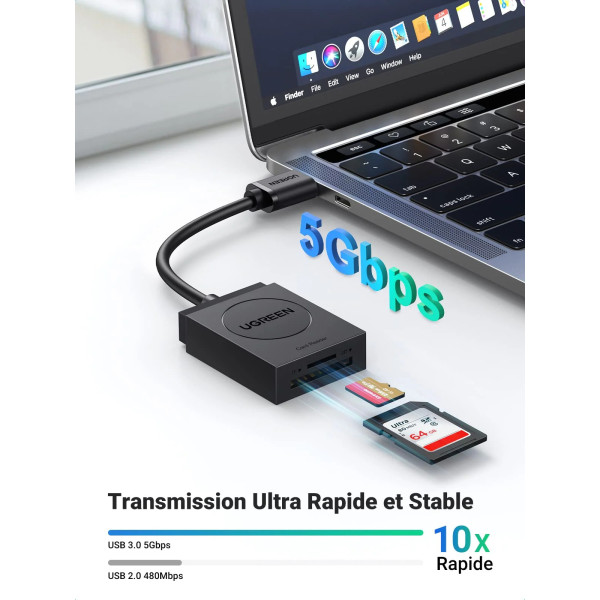 Ugreen Lecteur carte mémoire SD TF USB 3.0 2en1 Clés USB UGREEN, Ultra Pc Gamer Maroc