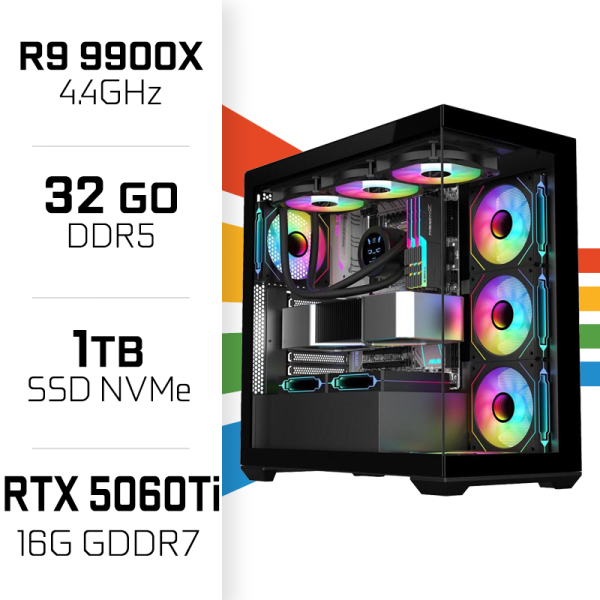 PC Gamer UltraPC Ryzen 9 9900X/1TB SSD/32GB DDR5/RTX5060TI 16G AMD Ryzen 9 UltraPC, Ultra Pc Gamer Maroc
