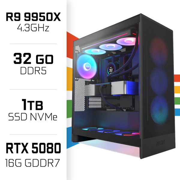PC Gamer Ultrapc Ryzen 9 9950X/1TB SSD/32GB DDR5/RTX5080 AMD Ryzen 9 UltraPC, Ultra Pc Gamer Maroc