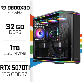 PC Gamer UltraPC Ryzen 7 9800X3D/1TB SSD/32GB DDR5/RTX5070TI 16GB AMD Ryzen 7 UltraPC, Ultra Pc Gamer Maroc