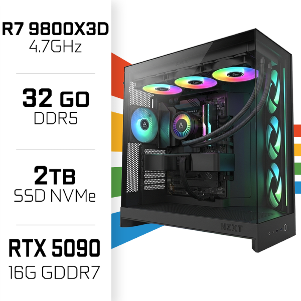 PC Gamer UltraPC Ryzen 7 9800X3D/2TB SSD/32GB DDR5/RTX5090 32GB AMD Ryzen 7 UltraPC, Ultra Pc Gamer Maroc