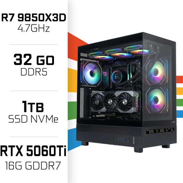 PC Gamer UltraPC Ryzen 7 9850X3D/1TB SSD/32GB DDR5/RTX5060TI 16G AMD Ryzen 7 UltraPC, Ultra Pc Gamer Maroc