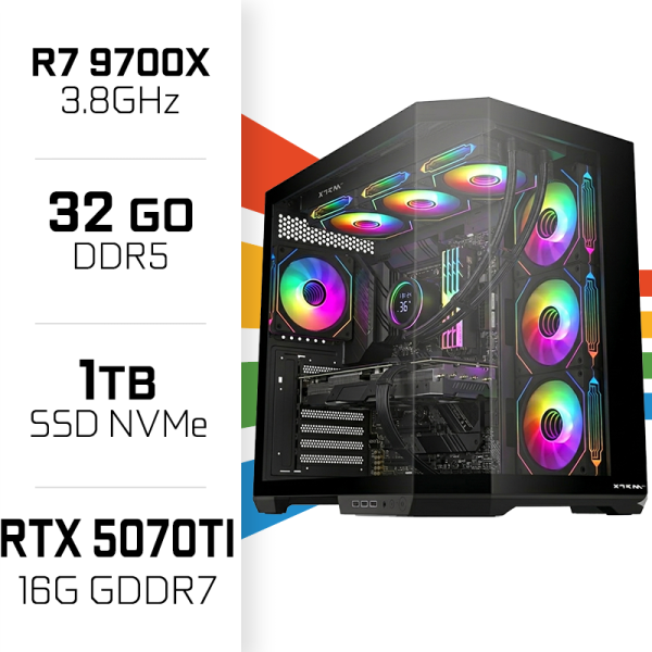 PC Gamer UltraPC Ryzen 7 9700X/32GB DDR5/1TB SSD/RTX5070 TI AMD Ryzen 7 UltraPC, Ultra Pc Gamer Maroc