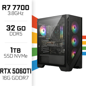 PC Gamer UltraPC Ryzen 7 7700/1TB SSD/32GB DDR5/RTX5060TI 16GB AMD Ryzen 7 UltraPC, Ultra Pc Gamer Maroc