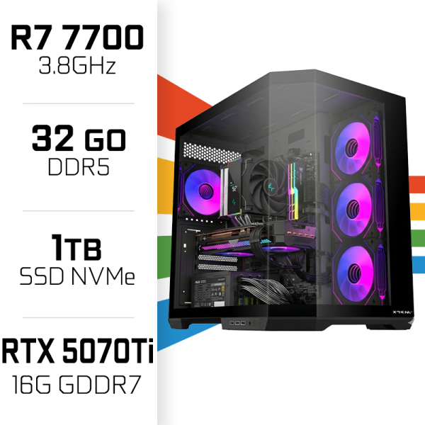PC Gamer UltraPC Ryzen 7 7700/32GB DDR5/1TB SSD/RTX5070 TI AMD Ryzen 7 UltraPC, Ultra Pc Gamer Maroc