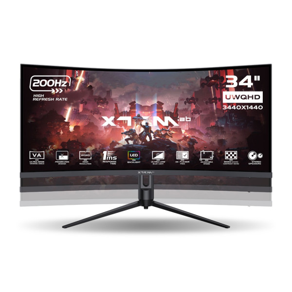 XTRMLAB X34G20VCQ 34" 200Hz Curved WQHD Moniteurs Gamer XTRMLAB, Ultra Pc Gamer Maroc