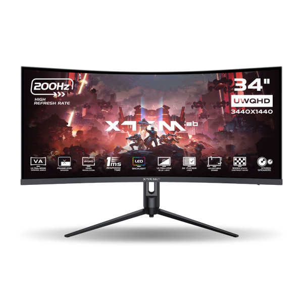 XTRMLAB X34G20VCQ 34" 200Hz Curved WQHD Moniteurs Gamer XTRMLAB, Ultra Pc Gamer Maroc