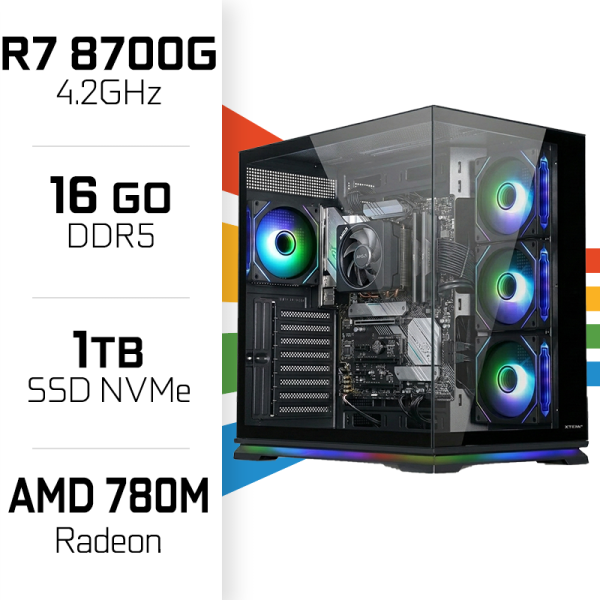 PC Gamer UltraPC Ryzen 7 8700G/1TB SSD/16GB/Radeon 780M AMD Ryzen 7 UltraPC, Ultra Pc Gamer Maroc