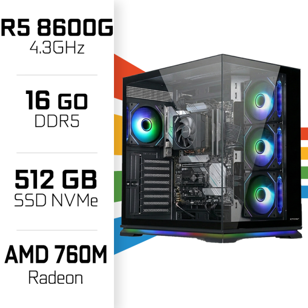 PC Gamer UltraPC Ryzen 5 8600G/512GB SSD/16GB/Radeon 760M AMD Ryzen 5 UltraPC, Ultra Pc Gamer Maroc