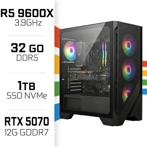 PC Gamer UltraPC Ryzen 5 9600X/32GB DDR5/1TB SSD/RTX5070 AMD Ryzen 5 UltraPC, Ultra Pc Gamer Maroc
