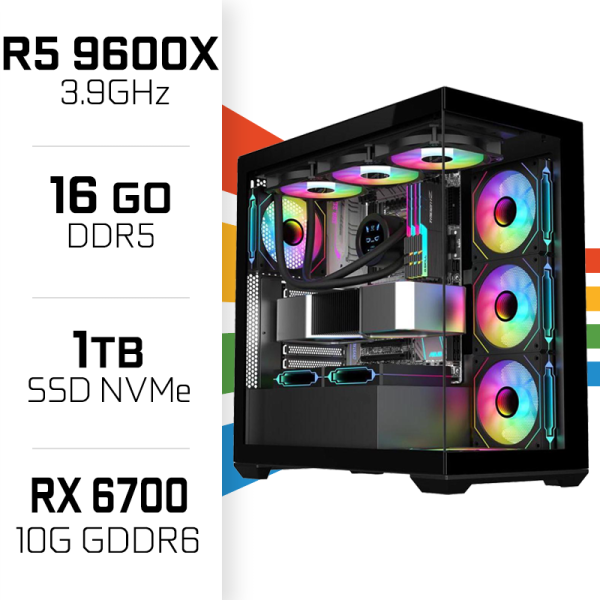 PC Gamer UltraPC Ryzen 5 9600X/16GB DDR5/1TB SSD/RX6700 AMD Ryzen 5 UltraPC, Ultra Pc Gamer Maroc