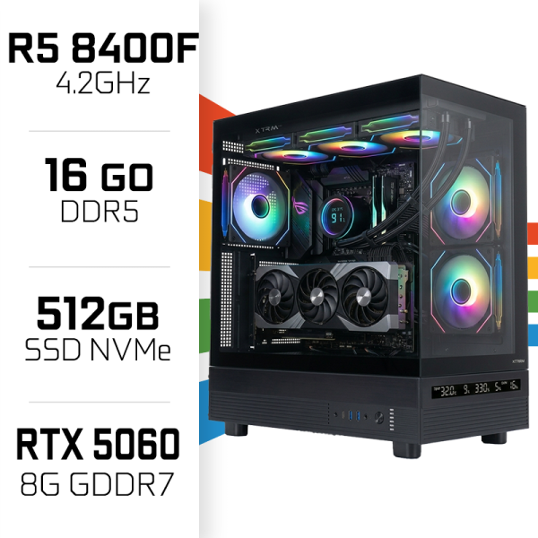 PC Gamer UltraPC Ryzen 5 8400F/512GB SSD/16GB DDR5/RTX5060 AMD Ryzen 5 UltraPC, Ultra Pc Gamer Maroc