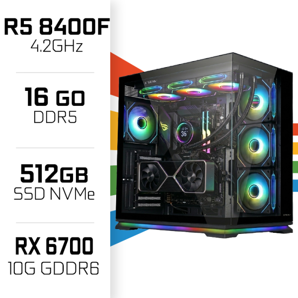 PC Gamer UltraPC Ryzen 5 8400F/512GB SSD/16GB DDR5/RTX6700 AMD Ryzen 5 UltraPC, Ultra Pc Gamer Maroc