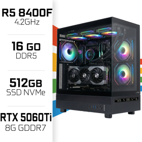 PC Gamer UltraPC Ryzen 5 8400F/512GB SSD/16GB DDR5/RTX5060Ti 8GB AMD Ryzen 5 UltraPC, Ultra Pc Gamer Maroc