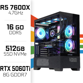 PC Gamer Ultrapc Ryzen 5 7600X/512GB SSD/16GB DDR5/RTX5060TI 8GB AMD Ryzen 5 UltraPC, Ultra Pc Gamer Maroc