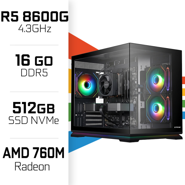PC Gamer UltraPC Ryzen 5 8600G/512GB SSD/16GB/Radeon 760M AMD Ryzen 5 UltraPC, Ultra Pc Gamer Maroc