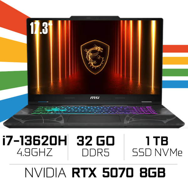 MSI Cyborg 17 B13WGKG-246XMA Intel i7-13620H/32GB DDR5/1TB SSD/RTX 5070 8GB/17.3" 144Hz/FreeDos /Black PC Portables Gamer MSI...