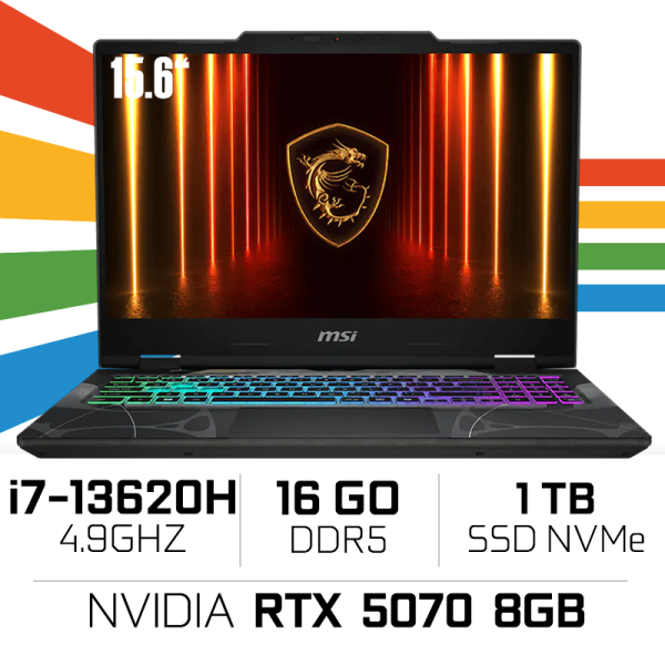 MSI Cyborg 15 B13WGKG-830XMA Intel i7-13620H/16GB DDR5/1TB SSD/RTX 5070 8GB/15.6" 144Hz/FreeDos /Black PC Portables Gamer MSI...