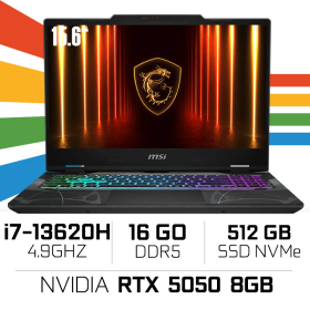 MSI Cyborg 15 B13WEKG-834XMA Intel i7-13620H/16GB DDR5/512GB SSD/RTX 5050 8GB/15.6" 144Hz/FreeDos /Black PC Portables Gamer M...