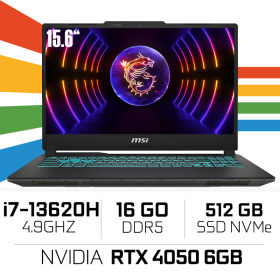 MSI Cyborg 15 A13VE-2226XMA Intel i7-13620H/16GB DDR5/512GB SSD/RTX 4050 6GB/15.6" 144Hz/FreeDos /Black PC Portables Gamer MS...