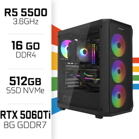 PC Gamer Ryzen 5 5500/16GB/512GB SSD/RTX5060Ti 8GB AMD Ryzen 5 UltraPC, Ultra Pc Gamer Maroc