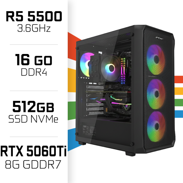 PC Gamer Ryzen 5 5500/16GB/512GB SSD/RTX5060Ti 8GB AMD Ryzen 5 UltraPC, Ultra Pc Gamer Maroc