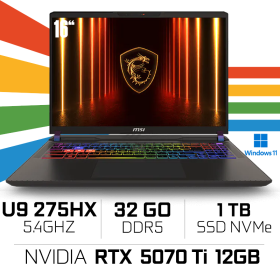 MSI Vector 16 HX AI A2XWHG-683MA Ultra 9 275HX/32GB DDR5/1TB SSD/RTX 5070 Ti 12GB/16" 240Hz/Win11 /Gray PC Portables Gamer MS...