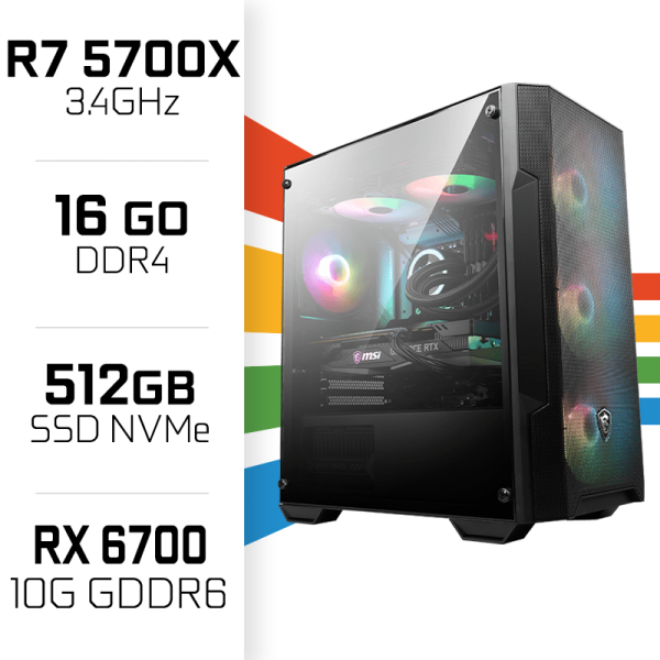 PC Gamer UltraPC Ryzen 7 5700X/16GB/512GB SSD/RX6700 AMD Ryzen 7 Ul