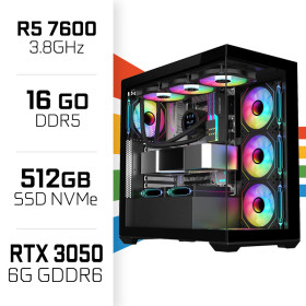 PC Gamer UltraPC Ryzen 5 7600/16GB DDR5/512GB SSD/RTX3050 6GB AMD Ryzen 5 UltraPC, Ultra Pc Gamer Maroc