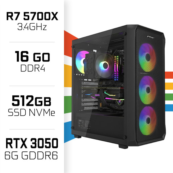 PC Gamer UltraPC Ryzen 7 5700X/512GB SSD/16GB/RTX3050 6GB AMD Ryzen 7 UltraPC, Ultra Pc Gamer Maroc