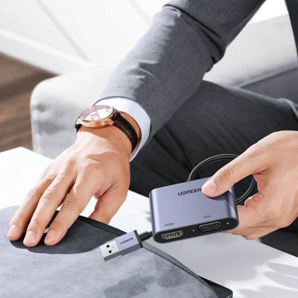 Ugreen Convertisseur USB-A 3.0 Mâle vers HDMI / VGA Connectique PC UGREEN, Ultra Pc Gamer Maroc